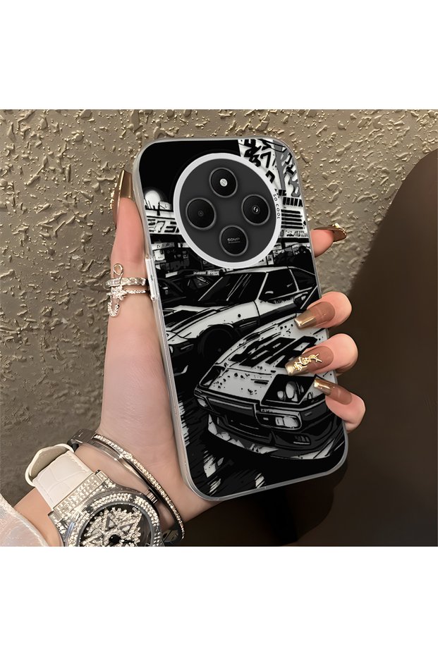 Redmi 14C 4G/5G Compatible Manga Drawing Classic Car Flat Printing Quality Silicone Case