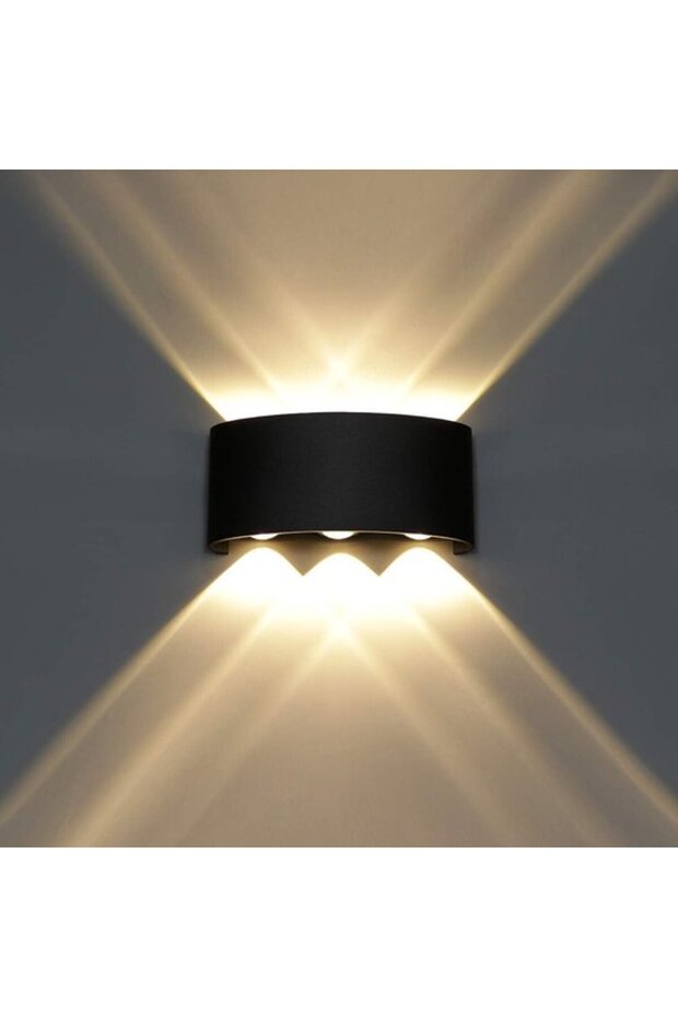 6W waterproof modern sensor wall lamp, top and bottom LED lighting, ABS wireless magnetic lamp, no wiring, tri-color (black).