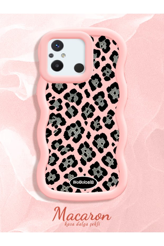 Redmi 12C Compatible Wavy Frame Leopard Print High Quality Silicone Phone Case
