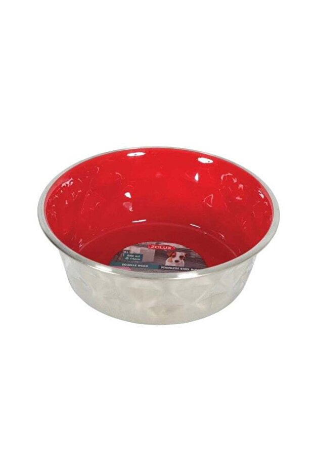 Diamonds Stainless Non-Slip Dog Bowls Red, 550 ml