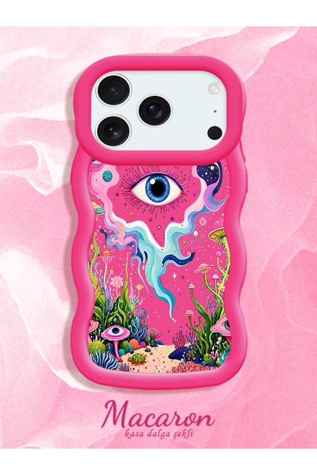 iPhone 17 Pro Compatible Colorful Psychedelic Eye Mushroom Illustration Flat Print Case