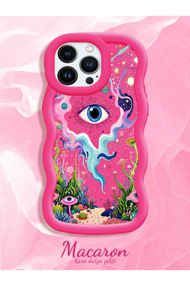 iPhone 13 Pro Max Compatible Colorful Psychedelic Eye Mushroom Drawing Flat Print Case