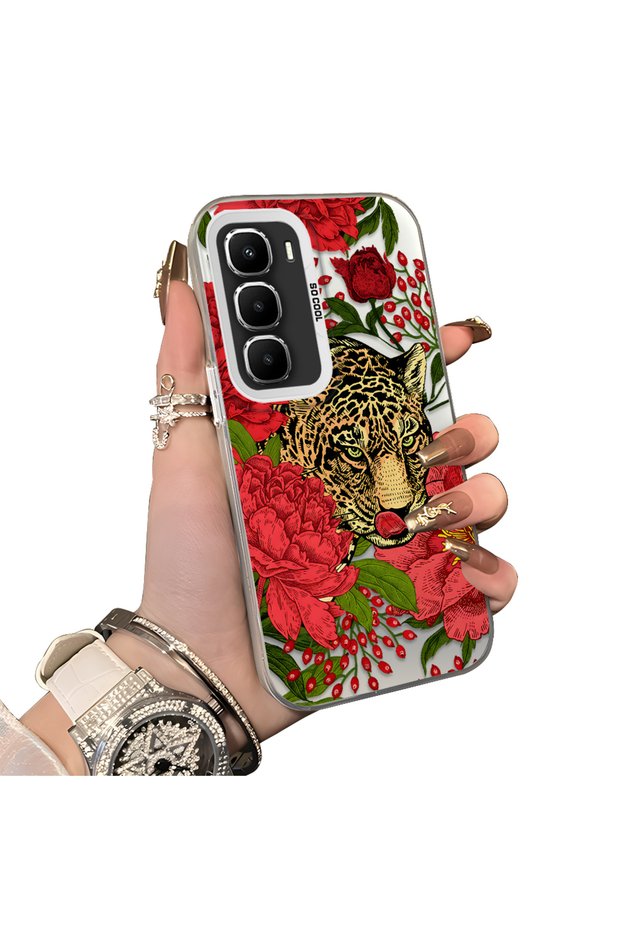 Infinix Hot 60I Compatible Hard Acrylic Back Silicone Edge Lens Protection Case