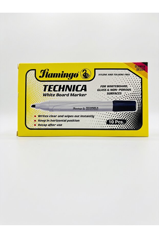Technica White Board Black Marker | Pack of 10 Pieces
