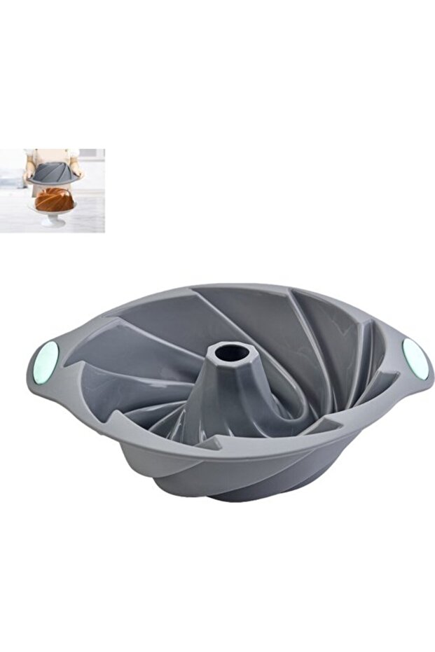 Silicone Chiffon Cake Baking Mold (light gray, 28.5x24.5x8cm), non-stick mold for oven & microwave.