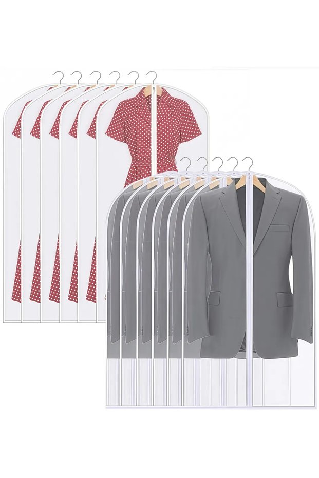 Clothing bags, mothproof clothing bags, 12-pack, 60 x 100 cm hanging clothing bags, breathable, garment protectors.