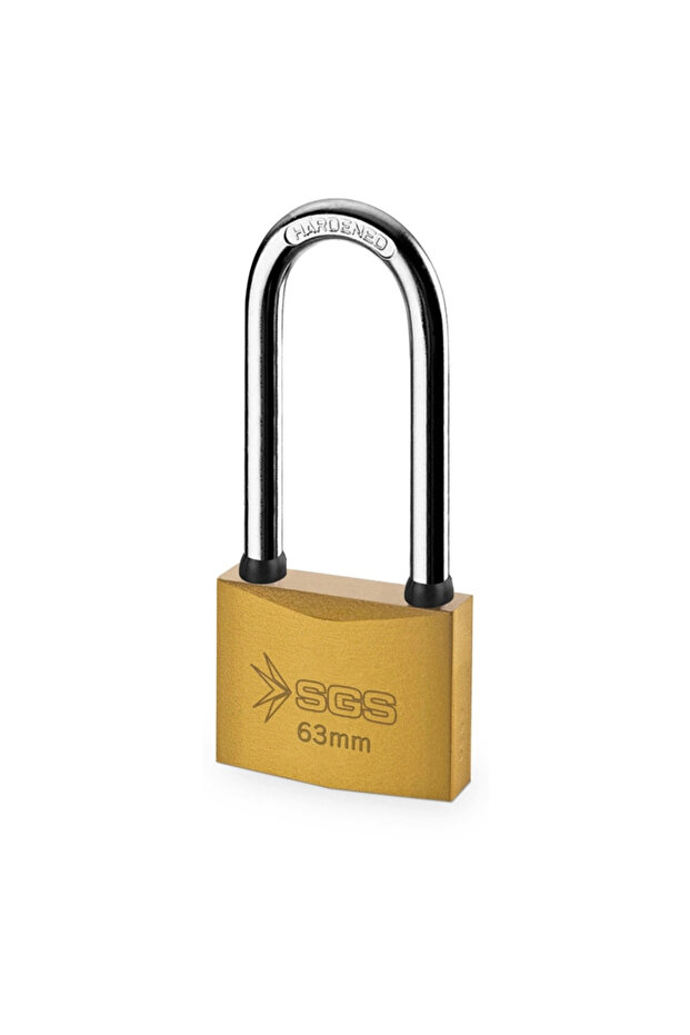 63mm Long Hook Padlock, Yellow Painted Long Hook Padlock 63mm