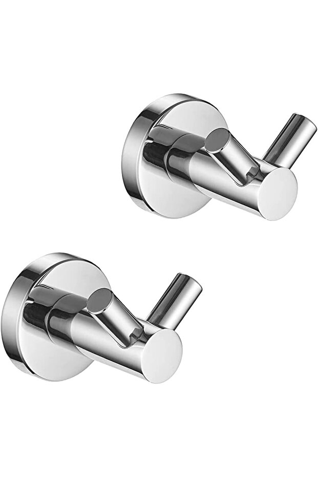 2-Pack Stainless Steel Drillable or Self-Adhesive Wall Towel Hooks-5x5.5cm