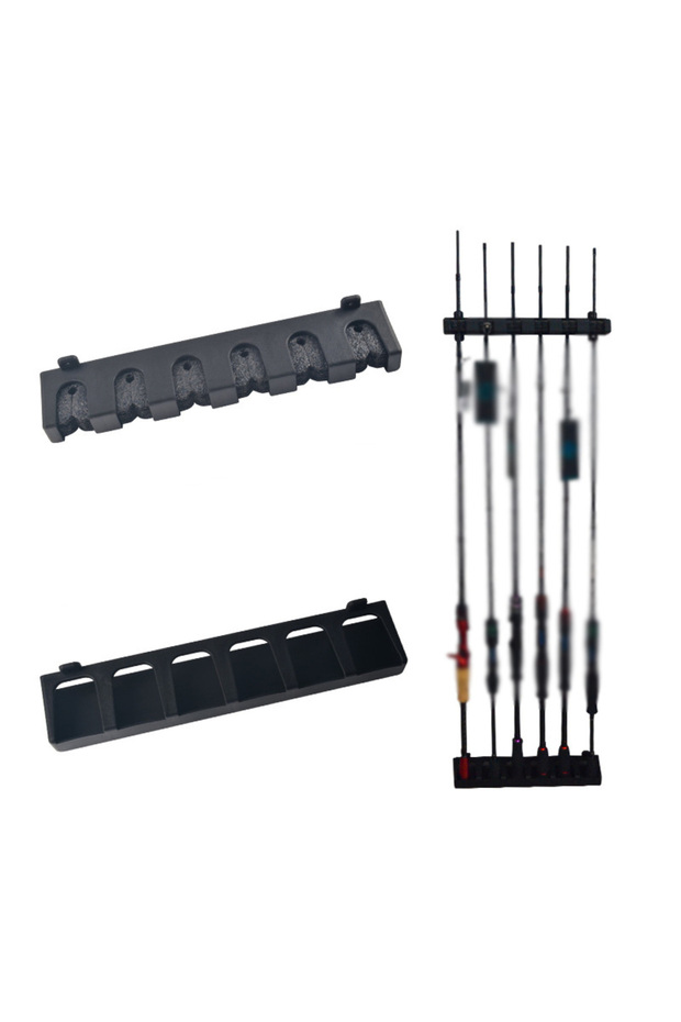 Fishing rod holder, vertical rod holder, garage fishing rod holder, wall rod holder, black (1 pair of black rods)