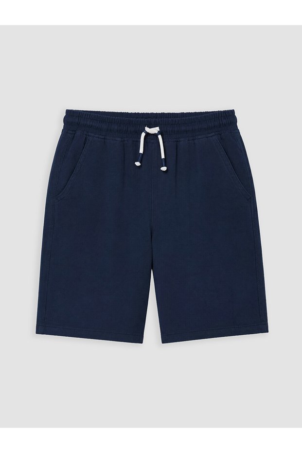 Lcw Kids Navy Blue Elastic Waist Boys' Muslin Shorts