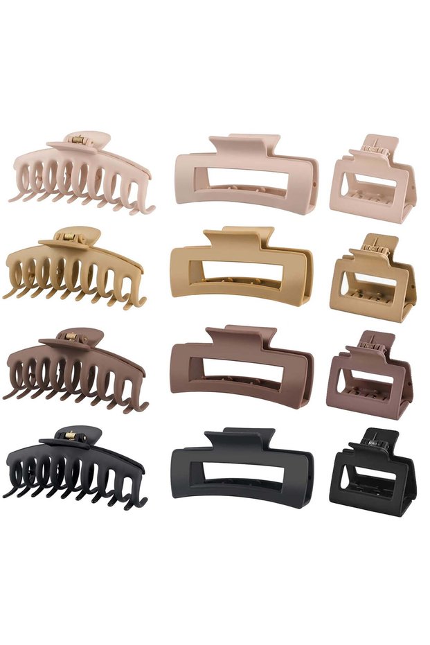 12-piece women's hair clip set, including 8 large and 4 small thick and thin hair accessories.