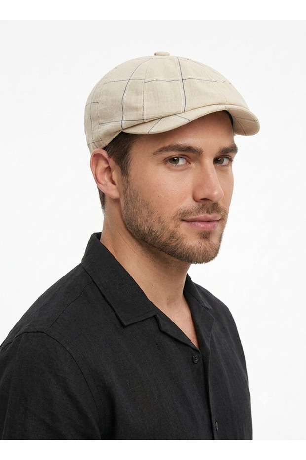 Men's Linen 8-Piece Peaky Blinders Cap - British Style Summer Hat