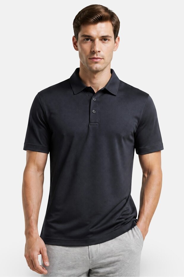 Men Classic Fit Short Sleeve Outdoor Polo Shirt, Dark Grey