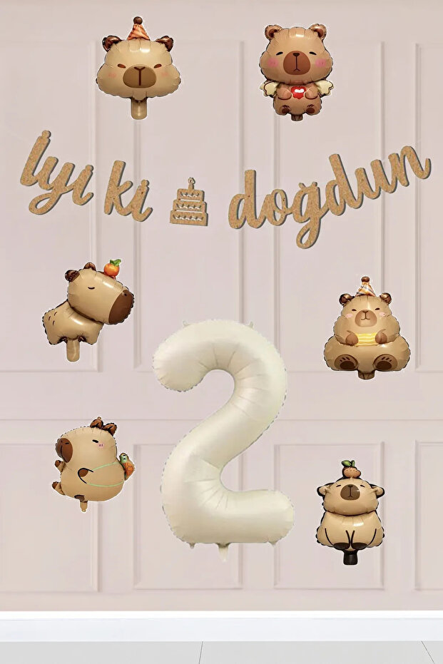 2 Year Old Capybara Concept Birthday Balloon Chain Set