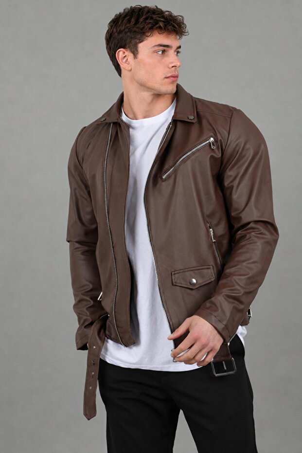 Kuzey Belted Faux Leather Jacket BL 1261_50268-1