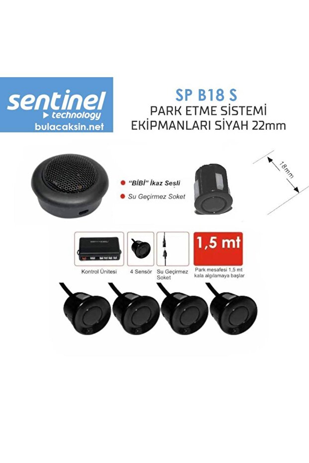 Sentinel Park Sensor with Sound Alert 18mm Black