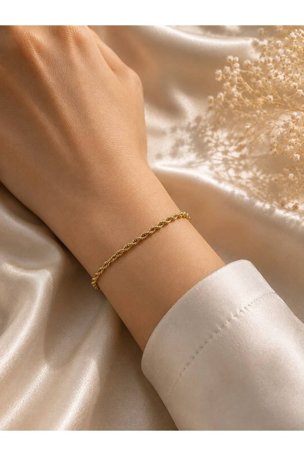 Gold Color Twisted Chain Steel Women's Bracelet - Rope Chain