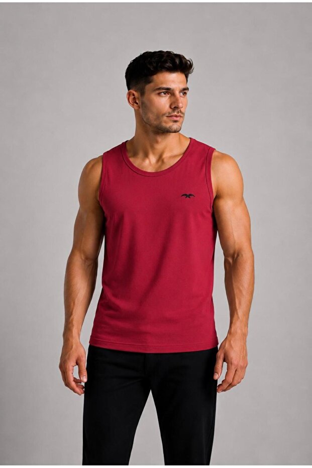 Men's Red Strappy Athlete T-Shirt-D235