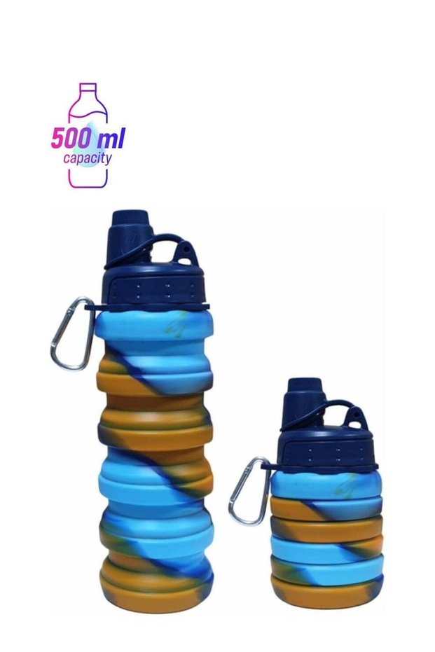 Collapsible Water Bottle, Solid Color Silicone Foldable Water Bottle for Sports, Trekking, Cycling, Outdoor, College, and Gym Water Bottle With Sipper Lid and Snap Hook