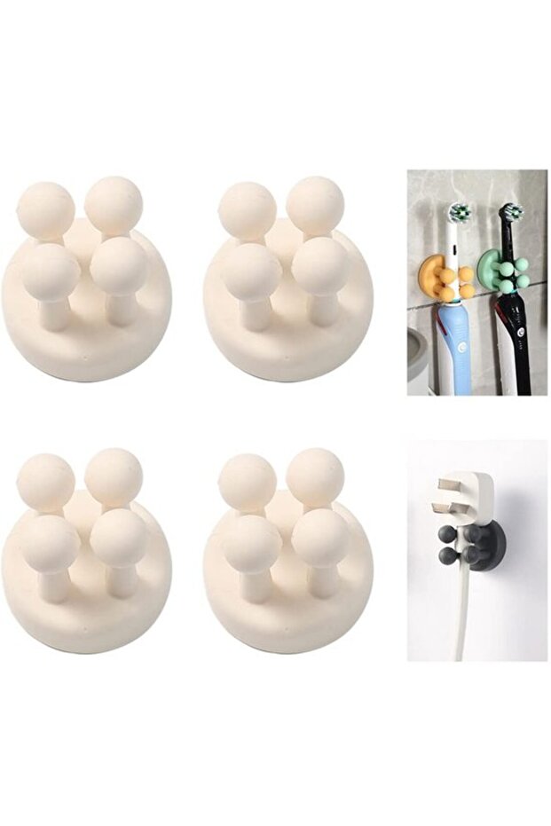Adhesive Hook Silicone Nail-Free Toothbrush and Towel Holder (Black)