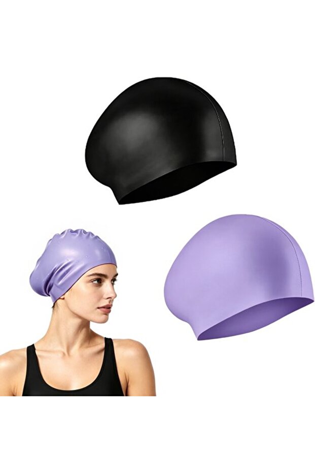 2 swim caps silicone L.