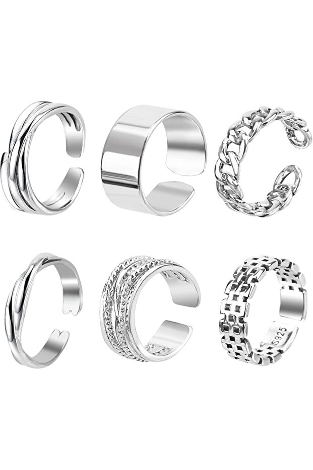Open Adjustable Rings Set Unisex Stacking Ring Stackable Jewelry Gift Finger Rings for Women M
