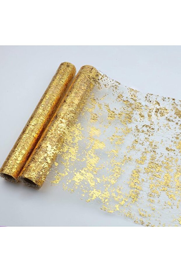 Gold table runner rolls (2 rolls) - 5.5m sequined glitter fabric, suitable for wedding and party decorations.