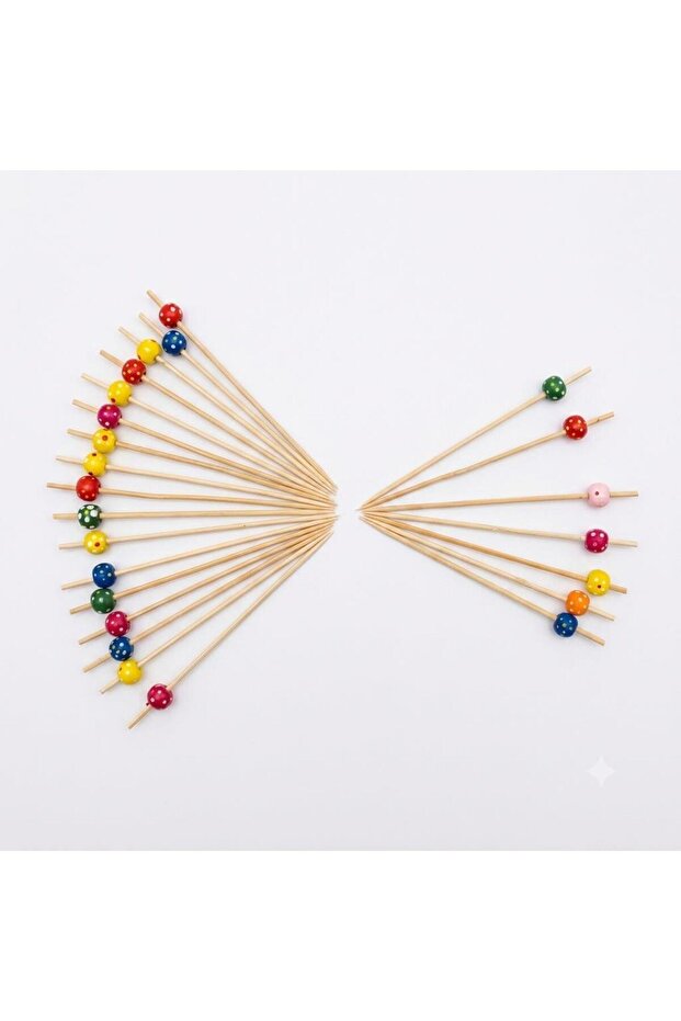 Colorful Polka Dot Ball Headed Bamboo Cocktail and Presentation Toothpicks 25 Li