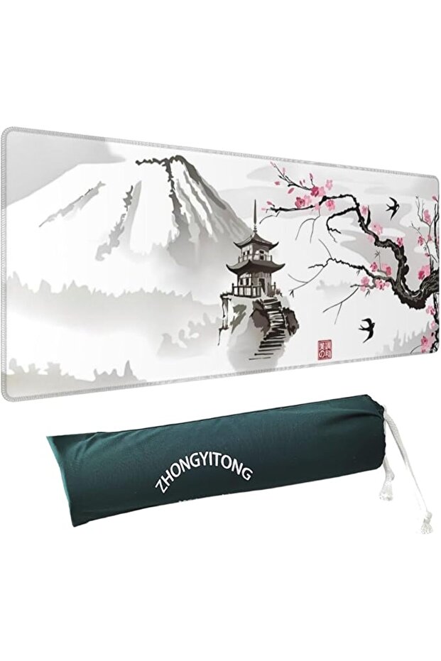 Large Gaming Mouse Pad with Stitched Edges, Minimalist Topographic Map Desk Mat, Extended XL Mousepa