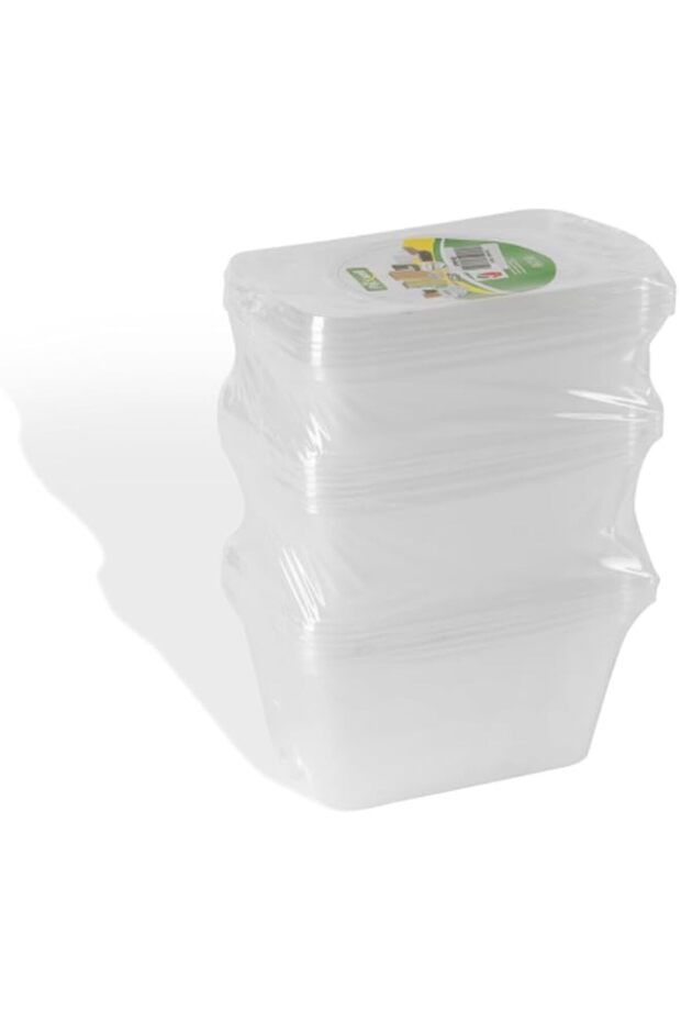 Microwave Rectangular Food Container Set, 500 ml, 750 ml, 1000 ml with Lids 15 pcs 5pcs each