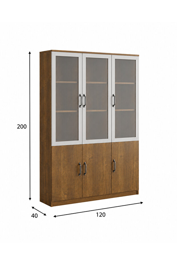 Wooden file cabinet with 3 doors