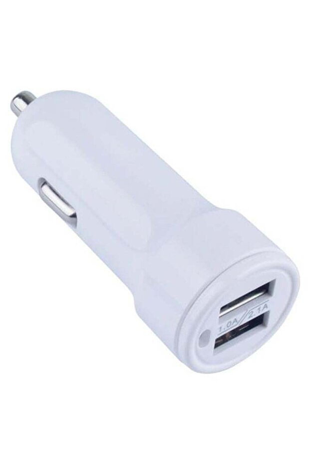 شاحن سيارة ذكي بمنفذ USB مزدوج - شحن سريع بمنفذين - أبيض