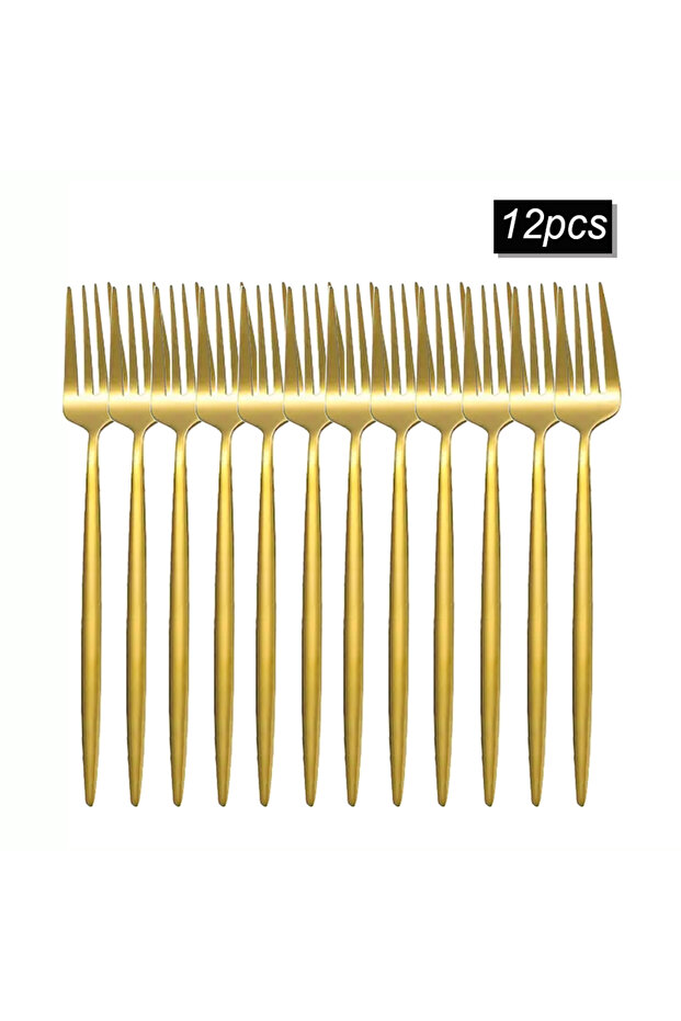 12pcs fork 8/12/16pcs Stainless Steel Gold Tableware Dinner Fork Fruit Fork Steak Fork Salad Fork Su