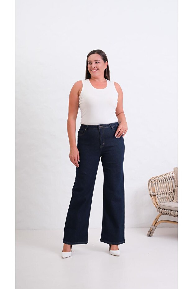 Women's Rinse Plus Size High Waist Spanish Flare Denim Jean Pants