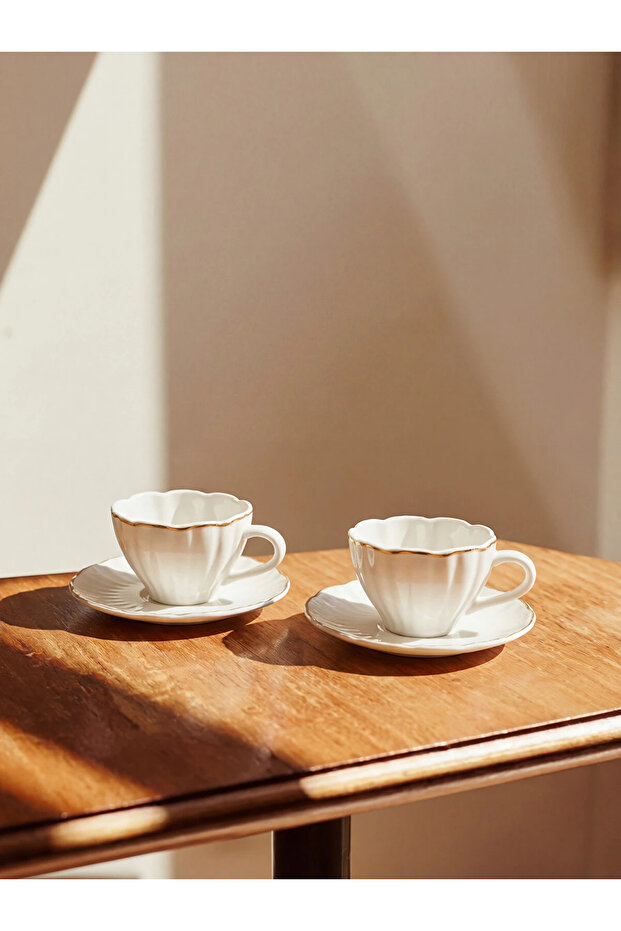 Lcw Home White 2-Person Porcelain Coffee Cup Set 90 ml