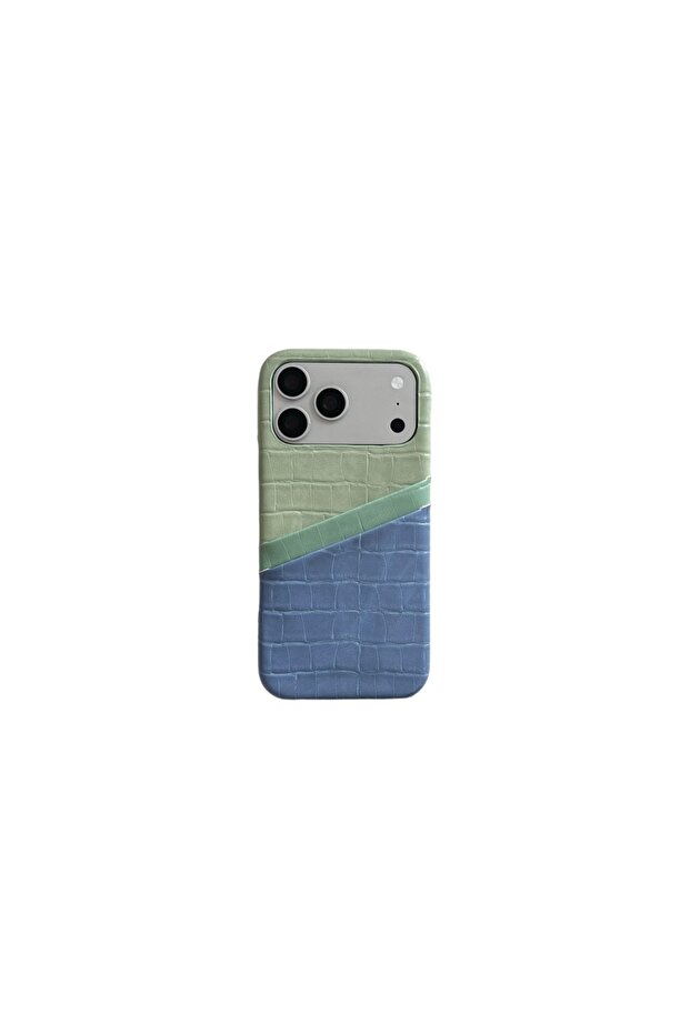 iPhone17 Pro Max D Glossy Three Color Block Crocodile Pattern Faux Leather Card Slot Wallet Phone Co