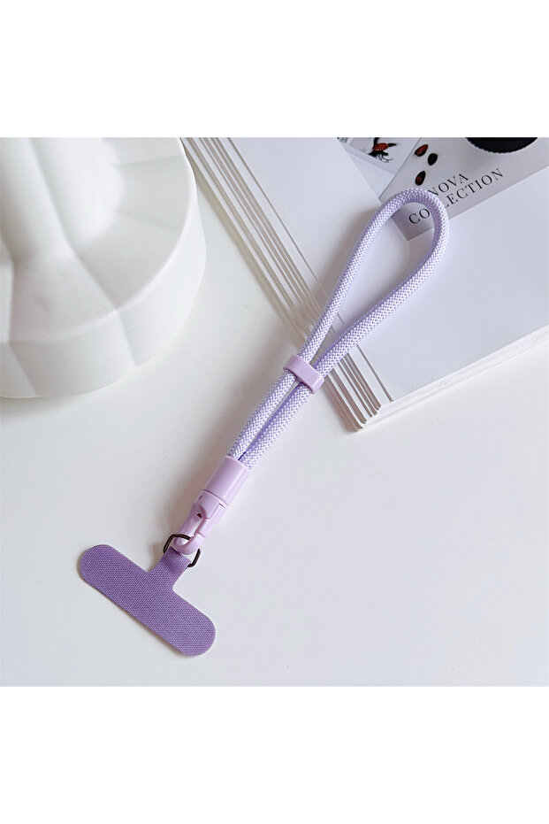 Light Purple Fashion 360° Rotate Buckle Adjustable Phone Lanyard Self-Locking Durable Short Cord For