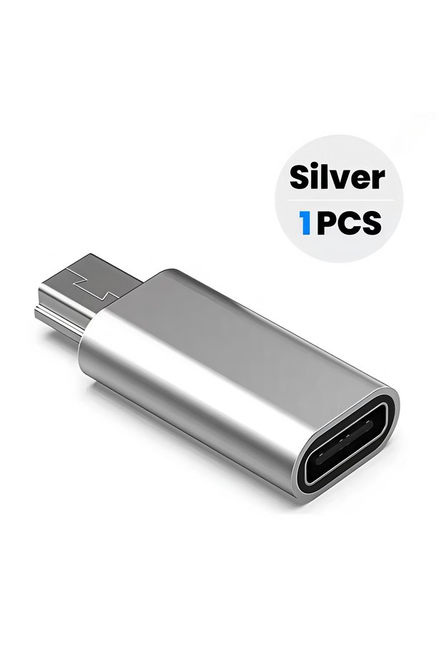 Silver1piece Type C to Mini USB Adapter Fast Charging Data Transfer USB C Female to Miniusb Male Con