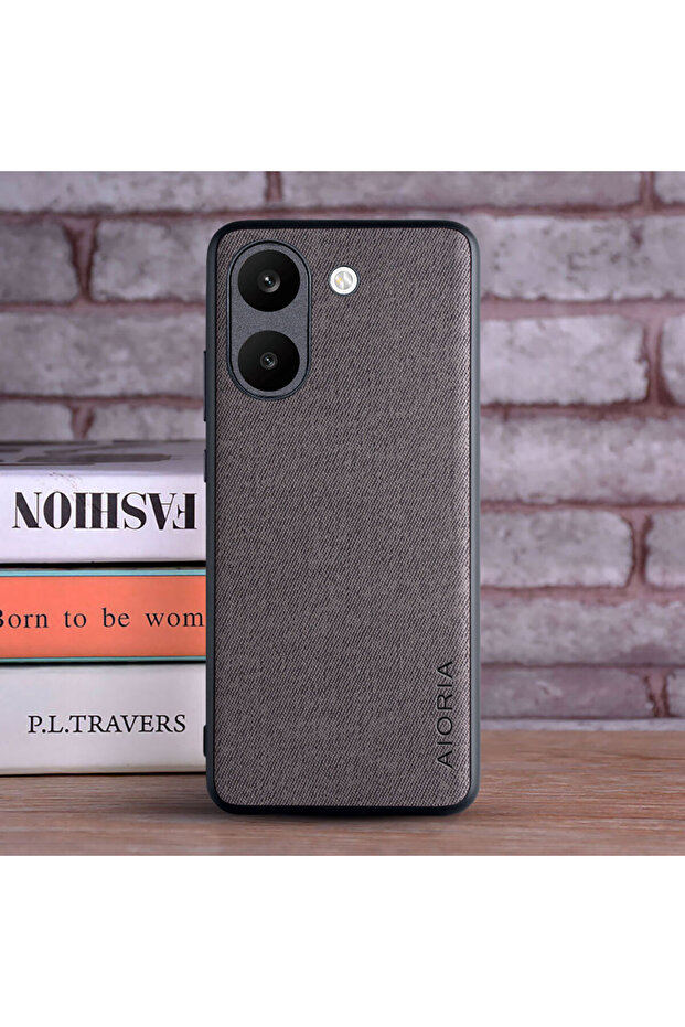 Poco X8 Pro Max Dark Grey Case for Poco X8 Pro Max Textile Leather Fashion Soft TPU Hard PC 3 In1 M