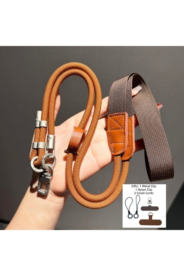 Polyester / Nylon light brown Outdoor Mountaineering Mobile Phone Lanyard - Cross-Body Carryable Wid