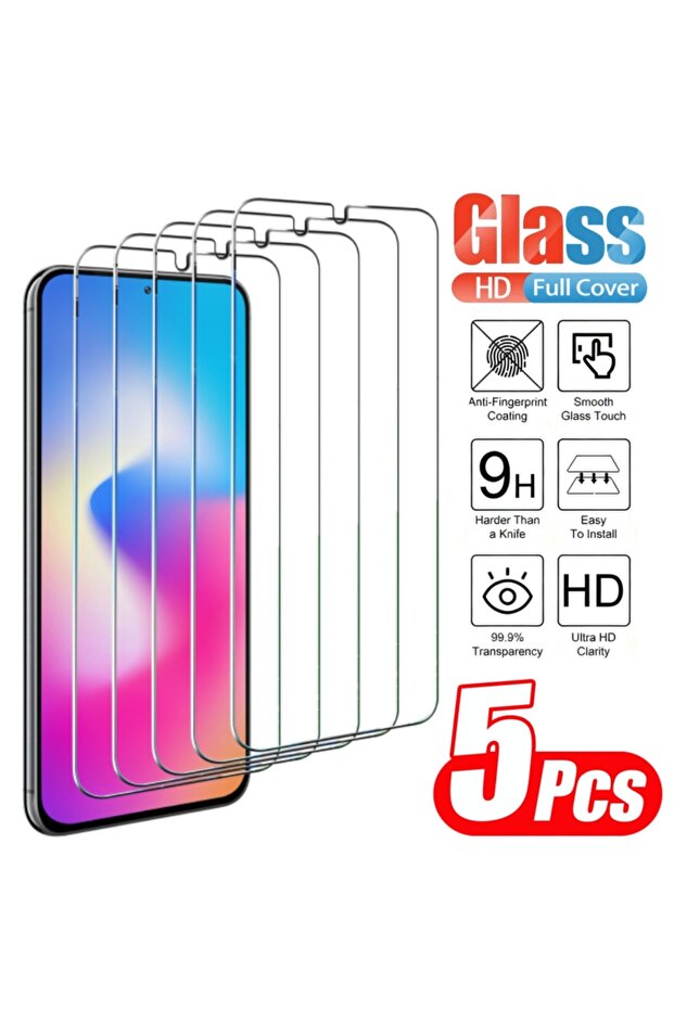 Galaxy A16 5 Pieces 5Pcs HD Tempered Glass Screen Protector For A14 A15 A16 A17 A24 A25 A26 A33 A3