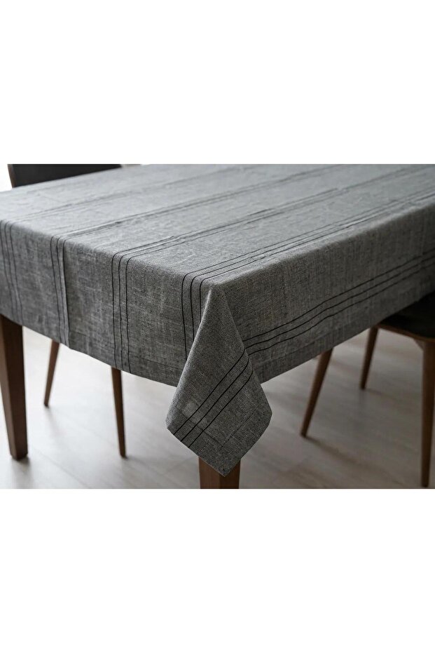 Stylish Stain-Resistant, Wrinkle-Free Linen-Look Tablecloth | 160X220 | Striped Modern Dining Tablecloth