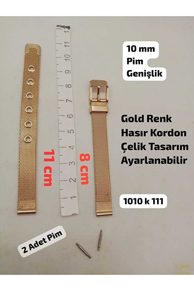 10 mm Compatible Watch Band - Gold Color Wicked Band, Adjustable Design