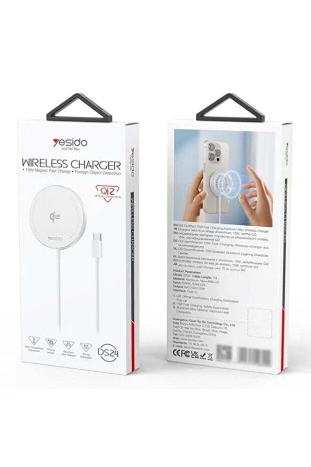 DS24 15W QI2.0 Desktop Magnetic Fast Charging Wireless Charger (White)