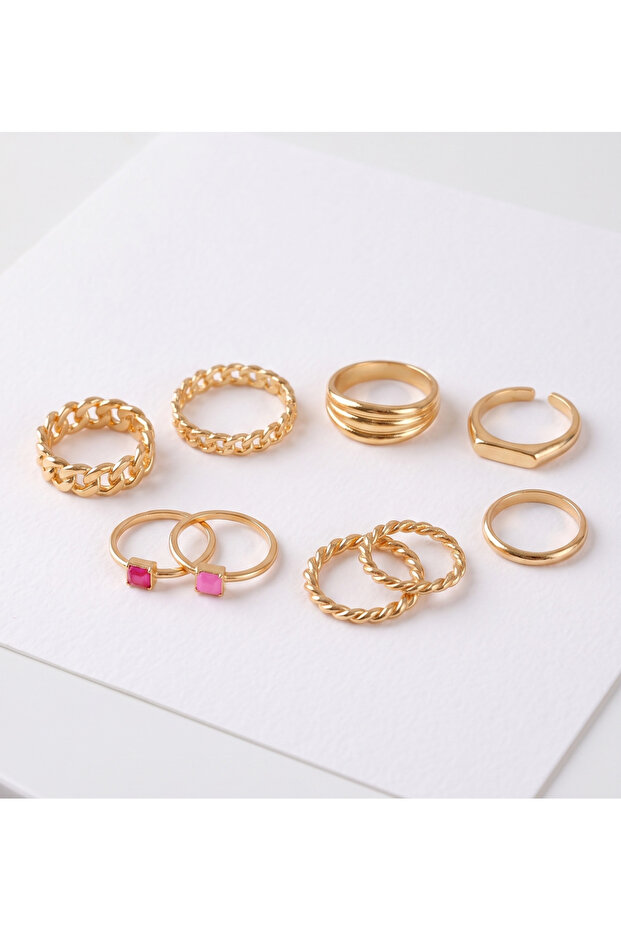 9-Piece Enamel Ring and Knuckle Ring Set