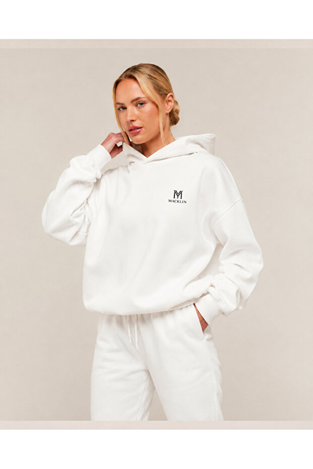 Unisex Men's Women's m Logo Printed Oversize 3 Thread Hooded Jogger Bottom Tracksuit Set