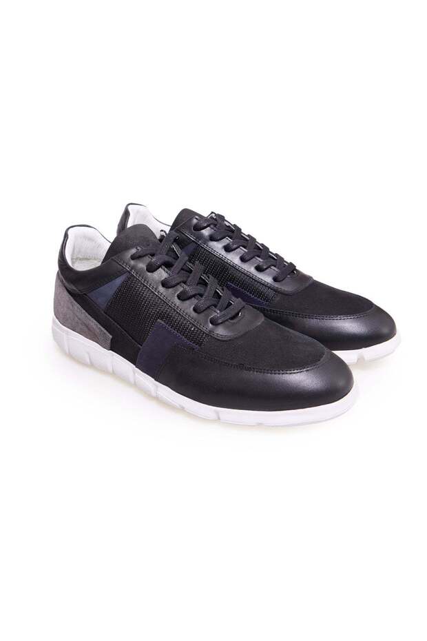 Black Color Lace-Up Genuine Leather Men's Shoes