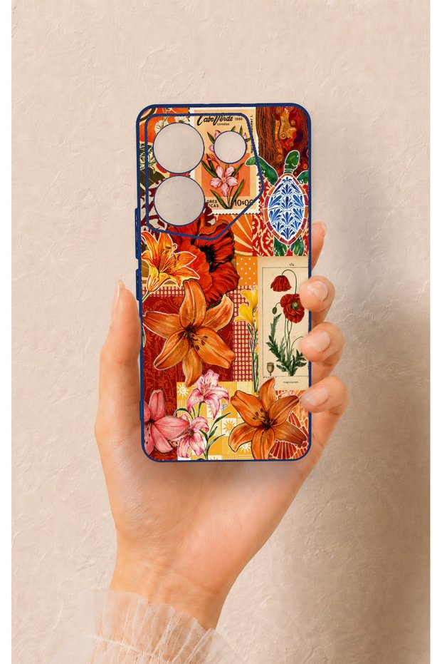 Tecno Camon 20 Pro Compatible Orange Lily Patterned Silicone Case