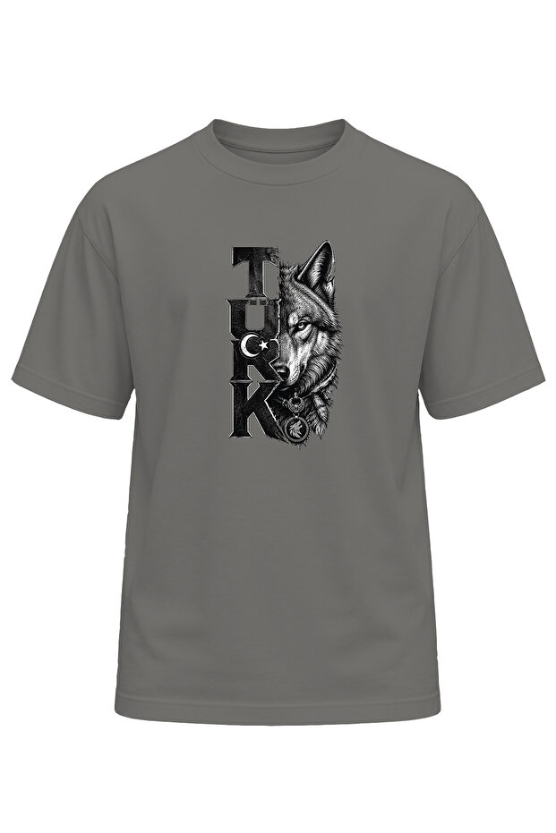 Unisex Turkish Wolf Printed T-Shirt – Special Design T-Shirt with Wolf Pattern and Turkish Text with Moon and Star Design