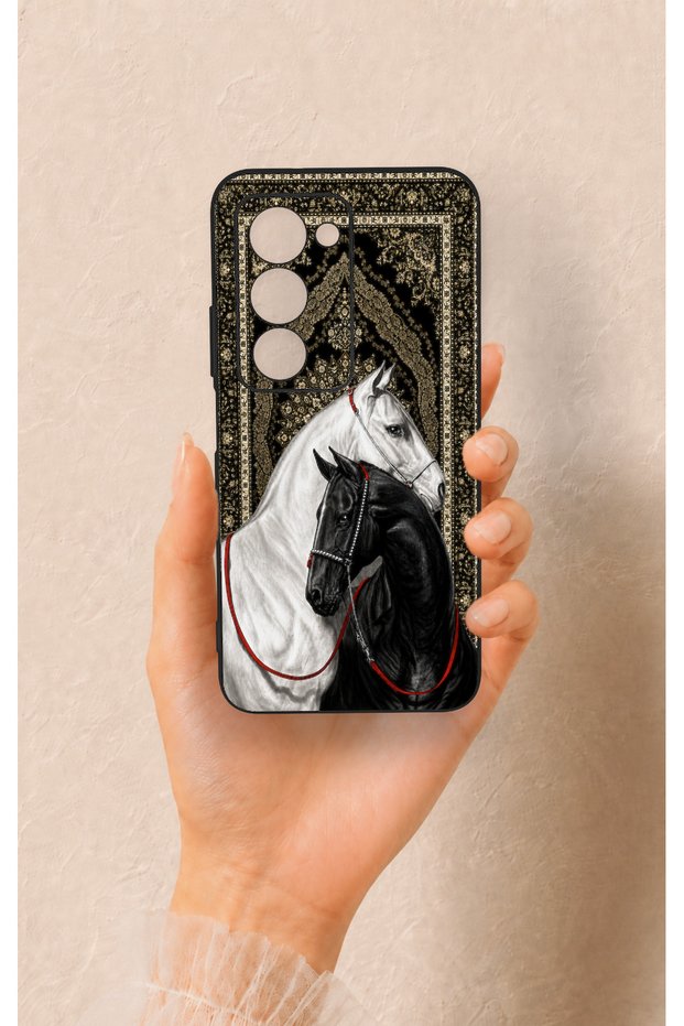 Redmi 15 5g Compatible Noble Lover Horses Patterned Silicone Case